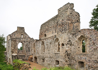Fototapeta na wymiar Ruins of Sigulda Medieval Castle. Latvia