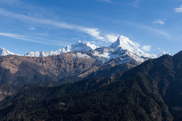 Panorama of the Himalayas in Nepal spring