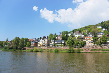 Fototapeta na wymiar Quay of Neckar river in summer