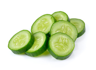 Fresh slice cucumber on white background