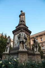 Leonado Da Vinci statue in Milan, Italy