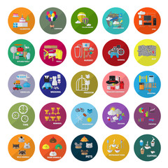 Flat Icons Set: Vector Illustration, Graphic Design. Collection Of Colorful Icons. For Web, Websites, Print, Presentation Templates, Mobile Applications And Promotional Materials