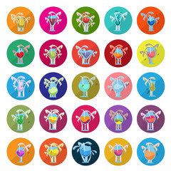 Fototapeta na wymiar Flat Cocktail Icons Set: Vector Illustration, Graphic Design. Colorful Icons. For Web, Websites, Print, Presentation Templates, Promotional, Mobile Applications And Promotional Materials
