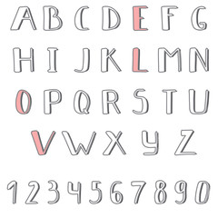 Hand drawn cute alphabet. Comic Cartoon Font
