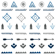 Watercolor ethnic seamless pattern. Hand drawn tribal abstract b