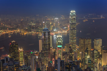 Fototapeta na wymiar Hong Kong city skyline view from The Victoria Peak