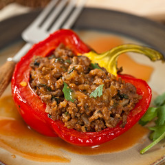 Stuffed peppers with meat. Selective focus.