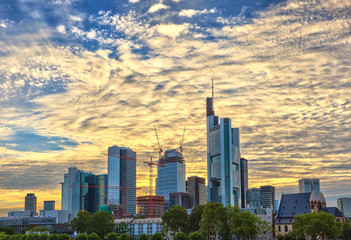 Fototapeta na wymiar Frankfurt Germany Skyline when sunset