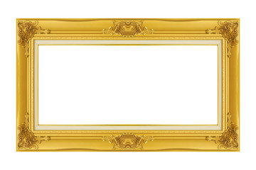 antique golden frame isolated on white background