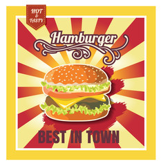 Restaurant Fast Foods menu burger on beautiful background vector
