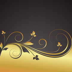 Golden Floral Xmas Background