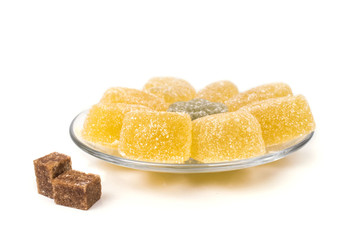 on a plate with slices of sweet tasty marmalade