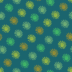 Small hand drawn suns.  Seamless vector pattern.