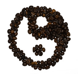 Coffee beans shaped into a yin and yang symbol