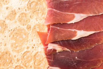 Spanish ham slices on a thin tortilla bread