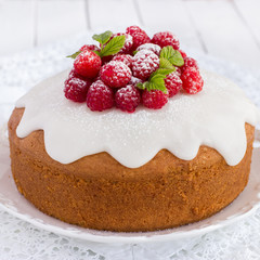 raspberry cake with sugar icing