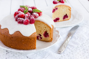 raspberry cake with sugar icing
