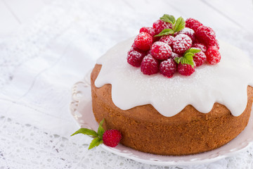 raspberry cake with sugar icing