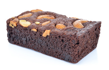 Cashew nut brownie isolated on white background