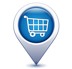 chariot sur marqueur géolocalisation bleu