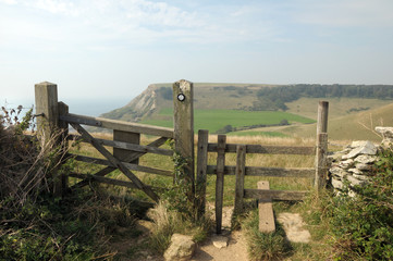 Gate on coastal path near Worth Maltravers in Dorset