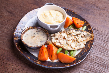 Seabass Steak with vegetables