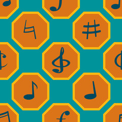 seamless background with musical symbols