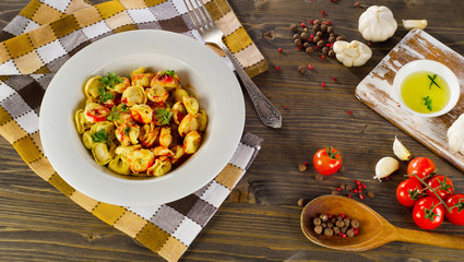 Ravioli pasta with  sauce