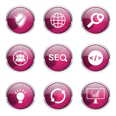 SEO Internet Sign Pink Vector Button Icon Design Set 2