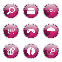 SEO Internet Sign Pink Vector Button Icon Design Set 10