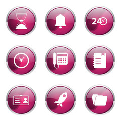 Time Duration Pink Vector Button Icon Design Set