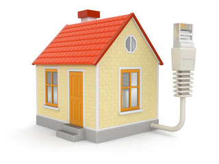 House and Computer Cable (clipping path included)