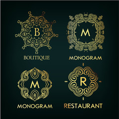 Set of luxury, simple and elegant  monogram designs