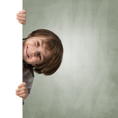 Boy with banner