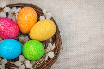 Easter eggs in the nest