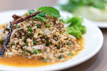 Thai food, Larb moo,Pork Cooked thai Style