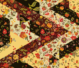 Patchwork pattern with flowers.