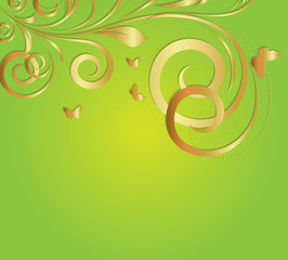 Golden Ornate Flora Background