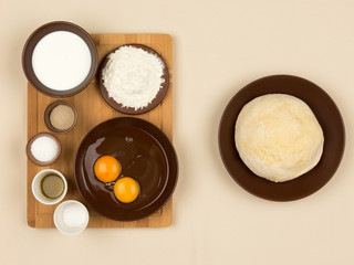 all the ingredients for making dough