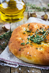 Italian focaccia bread thyme and garlic