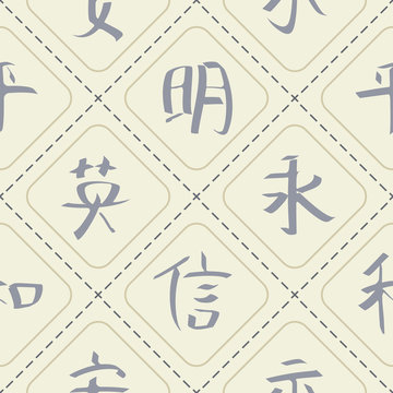 seamless background with chinese hieroglyphs