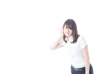 Fototapeta premium 白バックOLポートレート(半袖)