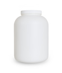 Empty protein powder container
