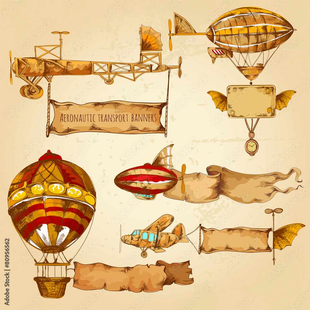 Canvas Prints airships with banners