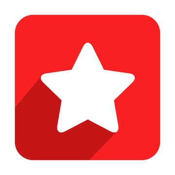 Icono cuadrado rojo estrella con sombra