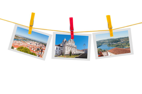 Three photos of Coimbra on clothesline