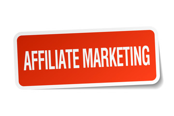 affiliate marketing red square sticker isolated on white