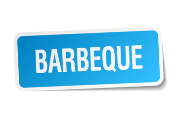 barbeque blue square sticker isolated on white