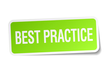 best practice green square sticker on white background