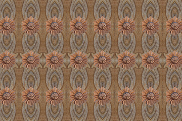 Carved wood wall close